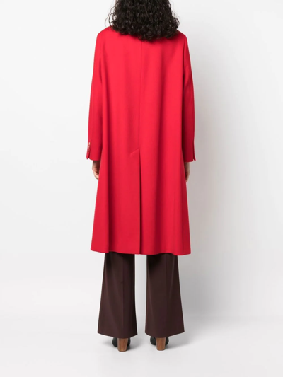 Shop Alberto Biani Double Breasted Virgin Wool Coat In Rot