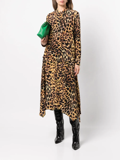 Shop Stella Mccartney Cheetah Print Silk Shirt In Schwarz