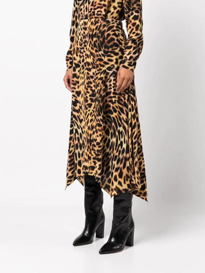 Shop Stella Mccartney Naya Cheetah-print Midi Skirt In Braun
