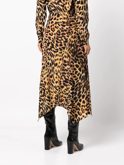 Shop Stella Mccartney Naya Cheetah-print Midi Skirt In Braun
