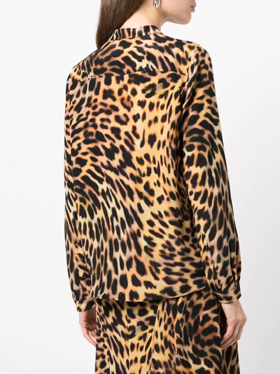 Shop Stella Mccartney Cheetah Print Silk Shirt In Schwarz