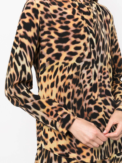 Shop Stella Mccartney Cheetah Print Silk Shirt In Schwarz