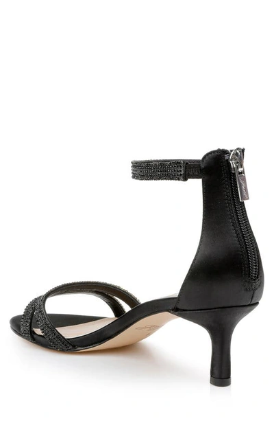 Jewel Badgley Mischka Ankle Strap Brie Heel In Black Satin