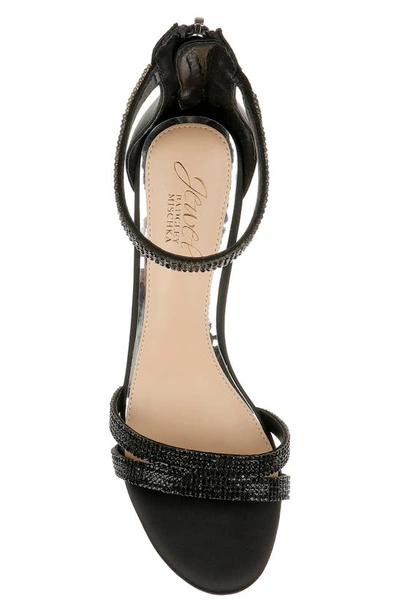 Jewel Badgley Mischka Ankle Strap Brie Heel In Black Satin
