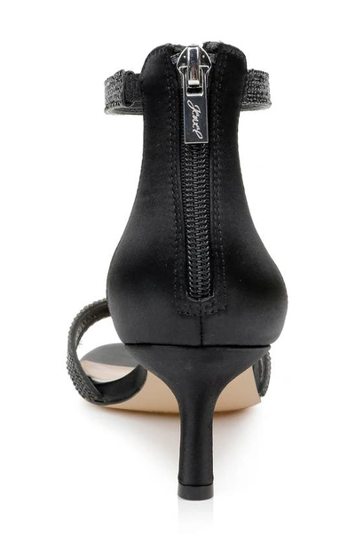 Jewel Badgley Mischka Ankle Strap Brie Heel In Black Satin