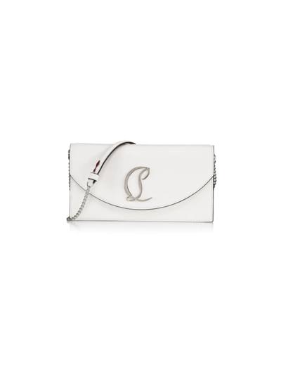 Shop Christian Louboutin Women's Loubi54 Leather Shoulder Bag In Bianco