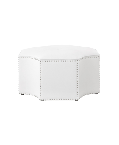 Shop Nicole Miller Fiorella Upholstered Octagon Cocktail Ottoman With Nailhead Trim In White