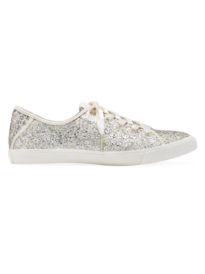 Shop Kate Spade Women's Trista Glitter Sneakers In Silver Gold