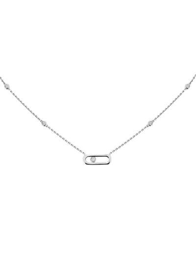 Shop Messika Women's Move Uno 18k White Gold & Diamond Pendant Necklace
