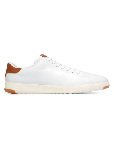 Shop Cole Haan Men's Grandpro Tennis Leather Sneakers In White British Tan