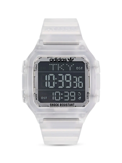 Shop Adidas Originals Men's Digital 1 Gmt Resin-strap Watch In Clear