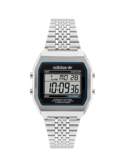 Shop Adidas Originals Men's Digital 2 Collection Stainless Steel Bracelet Watch In Silver