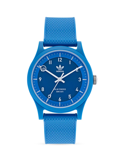 Shop Adidas Originals Men's Project 1 Solar-powered Resin Strap Watch In Blue