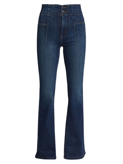 Shop Free People Women's Jayde High-rise Flare Jeans In Tulsa Blue