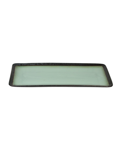 Shop Euro Ceramica Diana Rectangular Serving Platter In Turquoise/gray