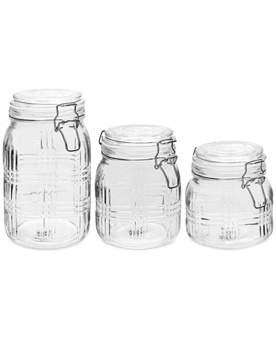 Style Setter Portland Square Glass Canisters, Set Of 3 In Clear