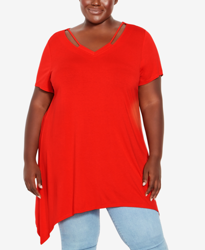 Shop Avenue Plus Size Anya Tunic Top In Scarlet