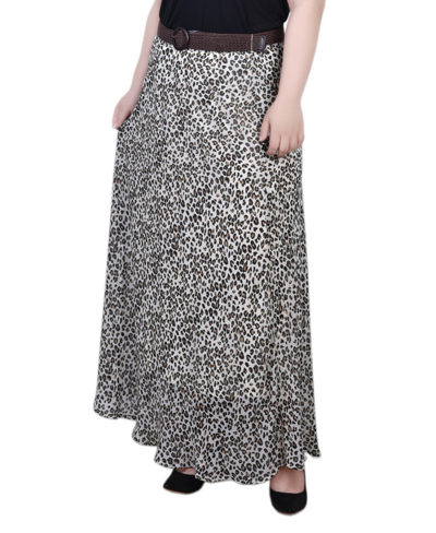 Shop Ny Collection Plus Size Chiffon Maxi Skirt In Animal