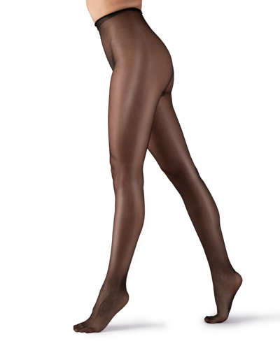 Lechery Italian Made Lustrous Silk Shiny 40 Tights In Black