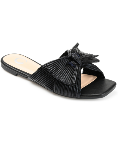 Shop Journee Collection Women's Serlina Bow Flat Sandals In Black