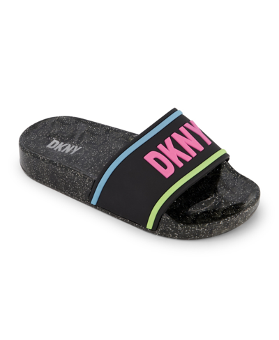 Shop Dkny Little Girls Molded Slide Sandal In Black