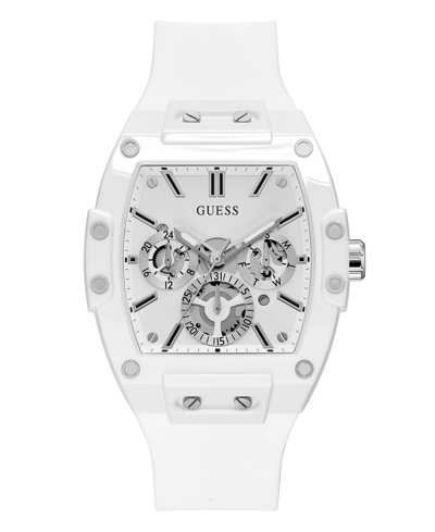 Guess Men's Multi-function White Silicone Strap Watch 43mm In White