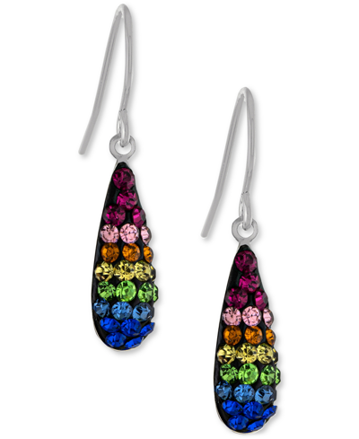 Shop Giani Bernini Crystal Rainbow Teardrop Drop Earrings In Sterling Silver, Created For Macy's