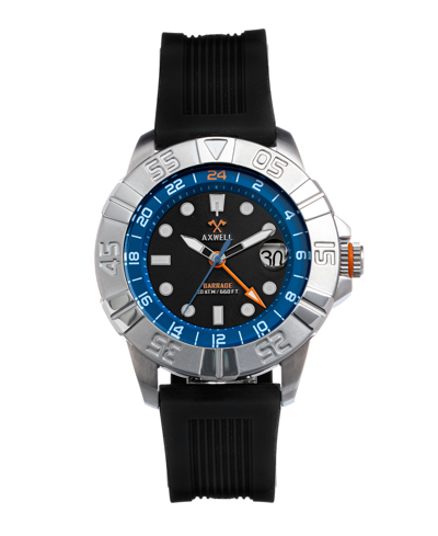 Shop Axwell Barrage Black Or Blue Or Green Or Gray Rubber Strap Watch, 45mm In Black/blue