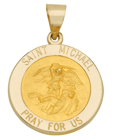 Shop Macy's Saint Michael Medal Pendant In 14k Yellow Gold