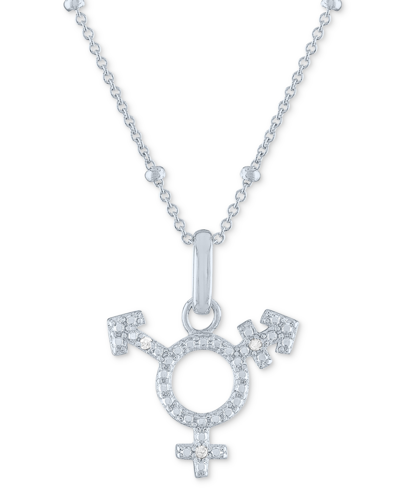 Macy's Diamond Accent Symbol Pride 18" Pendant Necklace In Sterling Silver In Sterling Silver