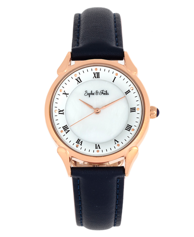 Shop Sophie And Freda Mykonos Black Or Teal Or Brown Or Navy Or Light Pink Genuine Leather Band Watch, 35