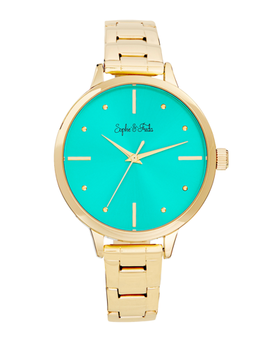 Shop Sophie And Freda Milwaukee Silver-tone Or Gold-tone Or Rose Gold Stainless Steel Bracelet Watch, 38m In Gold-tone/teal