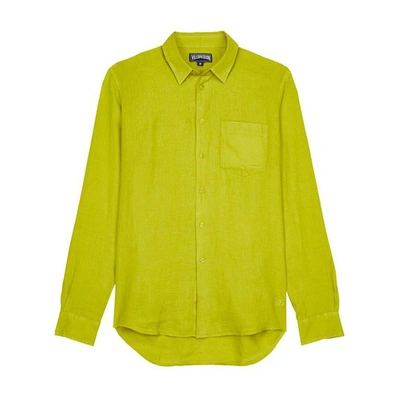 Shop Vilebrequin Solid Linen Shirt In Matcha