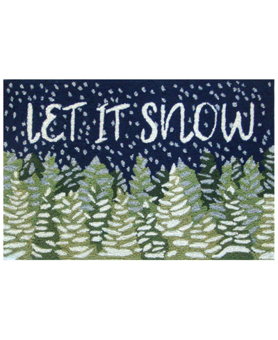 Liora Manne Frontporch Let It Snow 2'6" X 4' Outdoor Area Rug In Navy