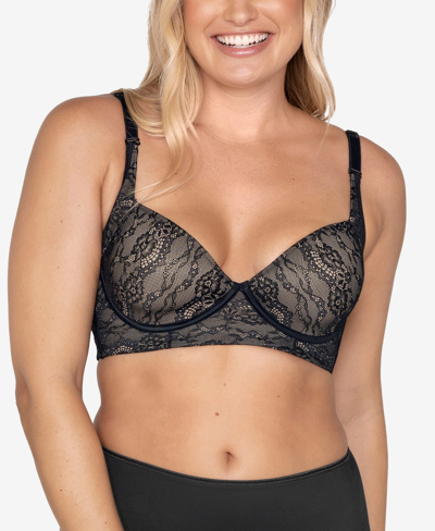 Shop Leonisa Women's Lace Back Smoothing Underwire Bra In Black