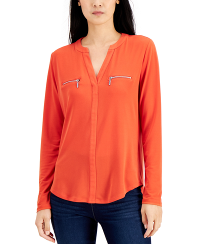 I.N.C. International Concepts Plus Size Zip-Pocket Top, Created