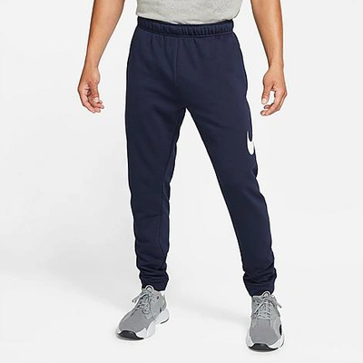 Shop Nike Men's Dri-fit Futura Swoosh Tapered Jogger Pants In Obsidian/white