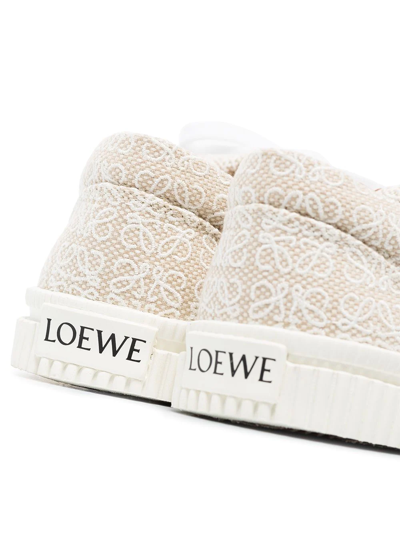 Shop Loewe Anagram Jacquard Flap Sneakers In White