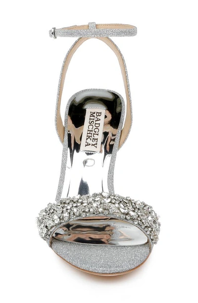 Badgley Mischka Jen Ankle Strap Sandal In Silver Glitter ModeSens