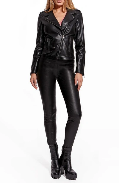 Shop As By Df Cult Recycled Leather Blend Moto Jacket In Black