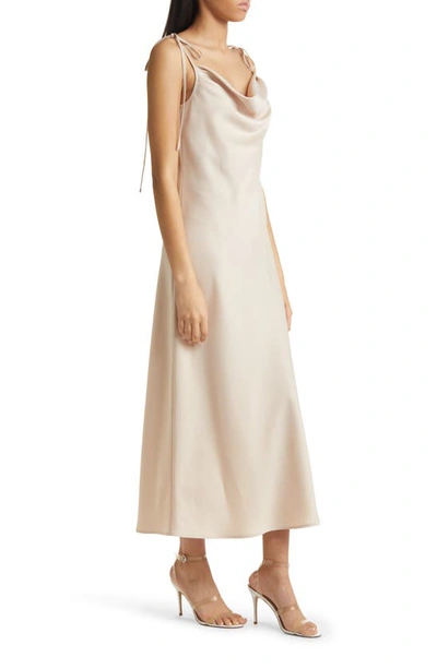 Shop Wayf The Beverly Cowl Neck Midi Dress In Champagne
