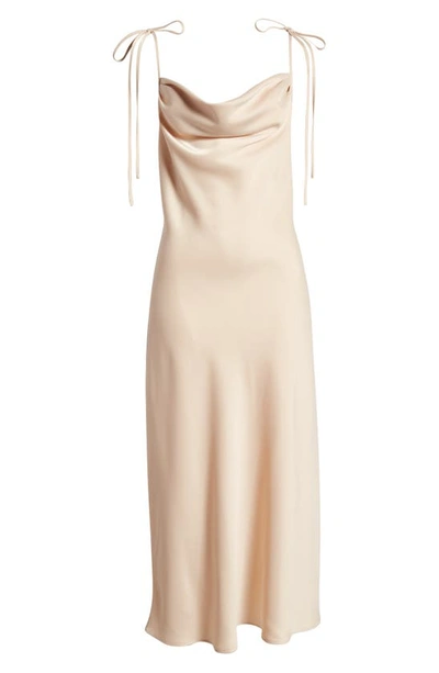 Shop Wayf The Beverly Cowl Neck Midi Dress In Champagne