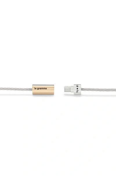 Shop Le Gramme 7g Sterling Silver & 18k Gold Cable Bracelet In Silver/ Yellow Gold