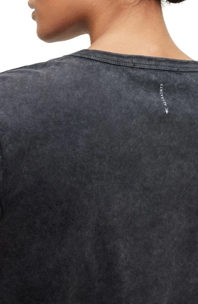 Shop Allsaints Gigi Cutout Ruched Front Cotton T-shirt In Acid Washed Black