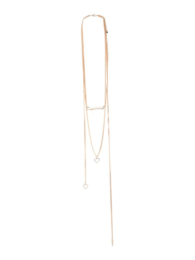 Shop Dsquared2 Logo Charm Chain Necklace In Gold