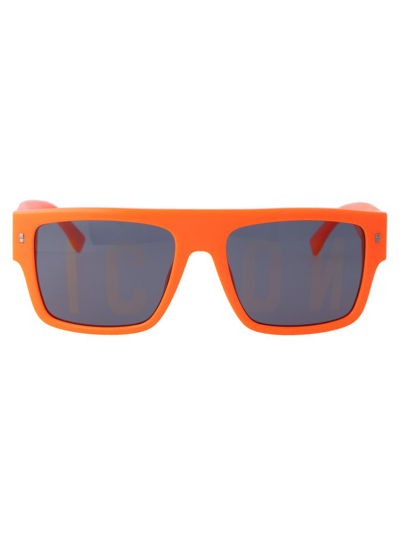 Shop Dsquared2 Eyewear Rectangular Frame Sunglasses In Orange