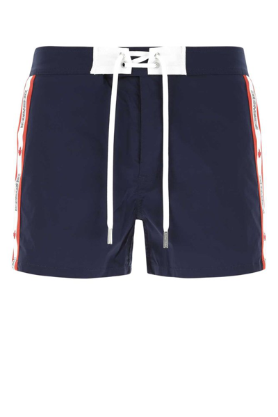 Shop Dsquared2 Logo Panelled Swimming Shorts In Navy