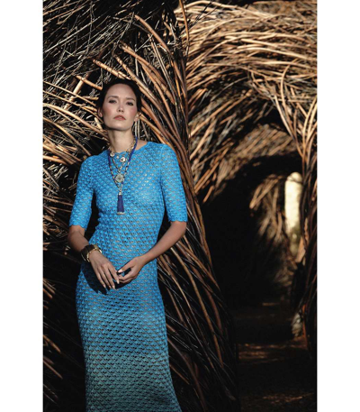 Shop Alejandra Alonso Rojas Crochet Dress With Fringe In Blue Degrade