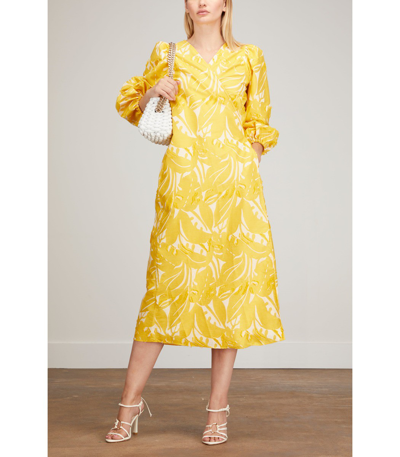 Shop Ann Mashburn Analia Wrap Dress In Mango Floral In Yellow