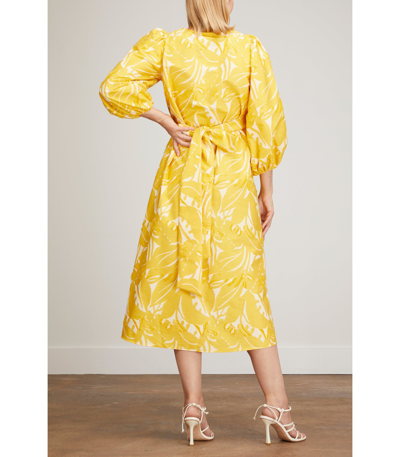 Shop Ann Mashburn Analia Wrap Dress In Mango Floral In Yellow